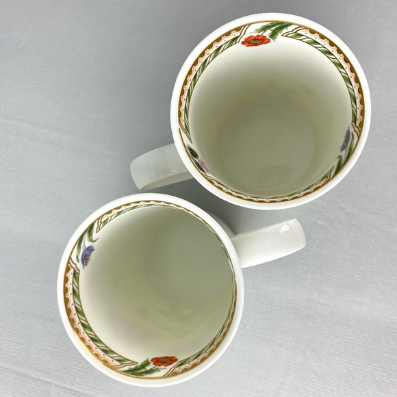 Otagiri Mugs Set of 2 Straight Sided Coffee Cups with Three Flower Pattern 6 oz - Picture 8 of 10